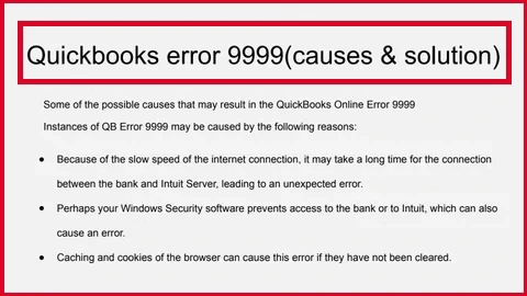 Causes QuickBooks Online Banking Error 9999