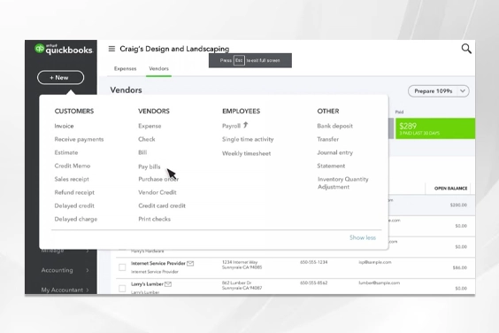 QuickBooks Online Bill Pay Feature