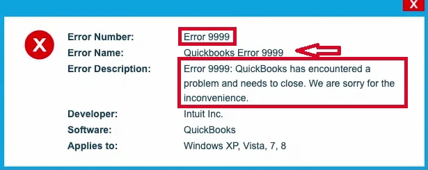 QuickBooks Error Code 9999