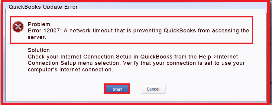 QuickBooks error 12007
