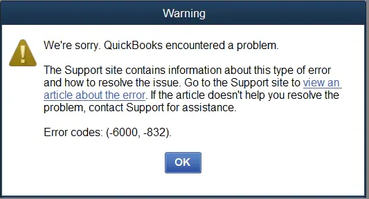QuickBooks Error 6000 and 832